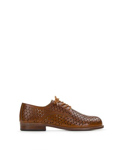 Patricia Nash Silvio Oxford Shoes - Perforated Leather ‑ Tan