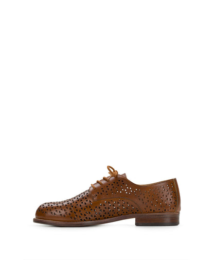 Patricia Nash Silvio Oxford Shoes - Perforated Leather ‑ Tan