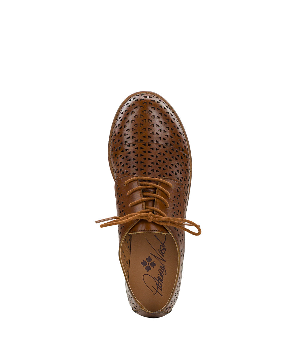 Patricia Nash Silvio Oxford Shoes - Perforated Leather ‑ Tan
