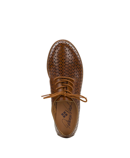 Patricia Nash Silvio Oxford Shoes - Perforated Leather ‑ Tan