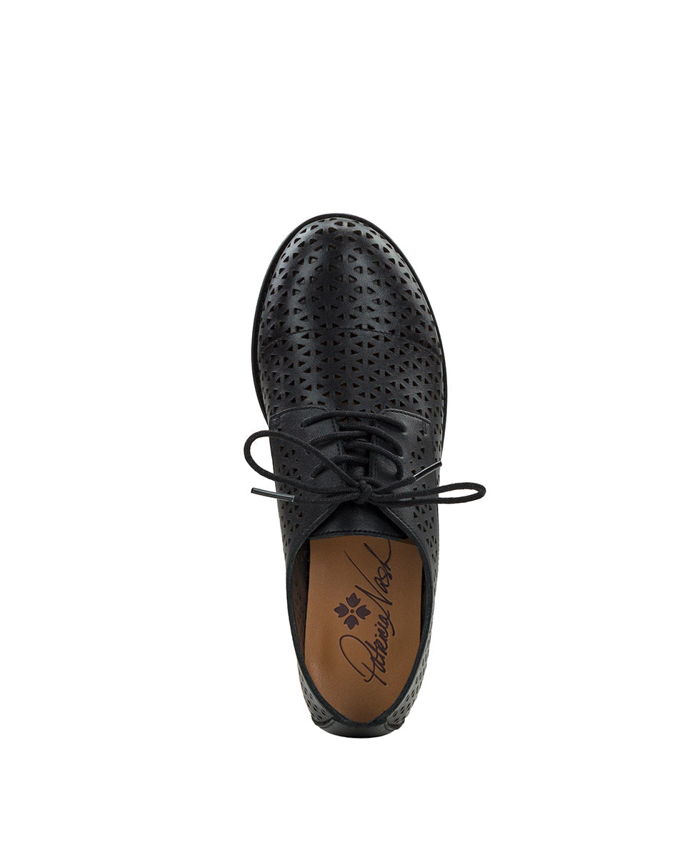 Patricia Nash Silvio Oxford Shoes - Perforated Leather ‑ Black