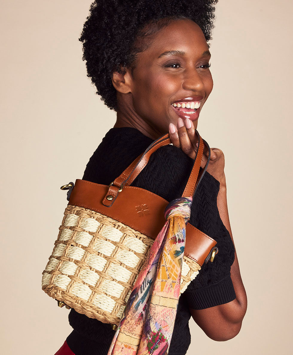 Patricia Nash Montella Basket Bag with Scarf - Specialty Woven