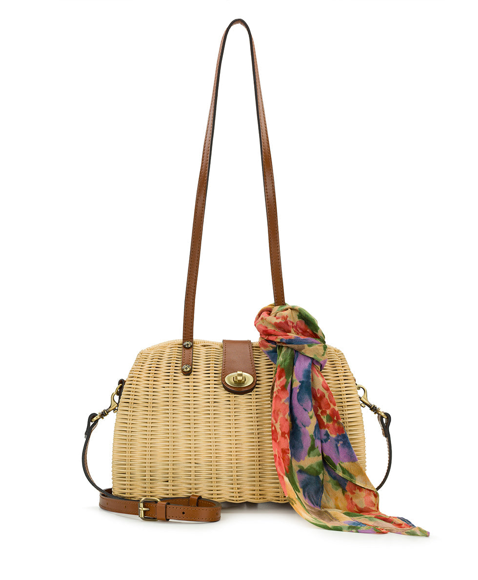 Patricia Nash Isere Wicker Satchel with Scarf - Spring Wicker