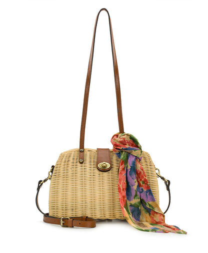 Patricia Nash Isere Wicker Satchel with Scarf - Spring Wicker
