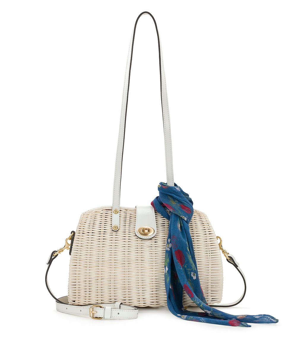 Patricia Nash Isere Wicker Satchel with Scarf - Spring Wicker