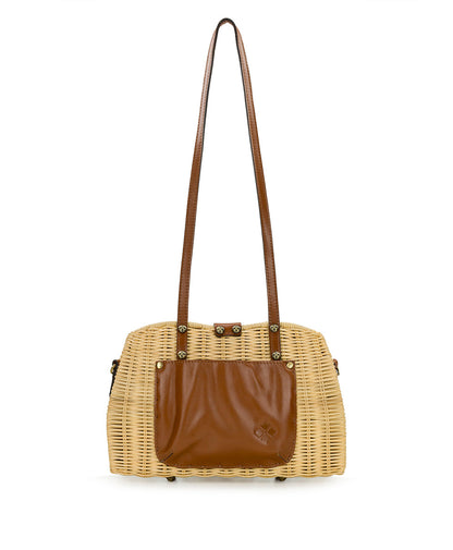 Patricia Nash Isere Wicker Satchel with Scarf - Spring Wicker