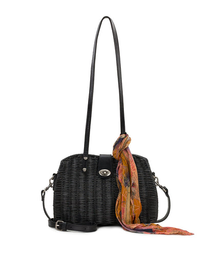 Patricia Nash Isere Wicker Satchel with Scarf - Spring Wicker