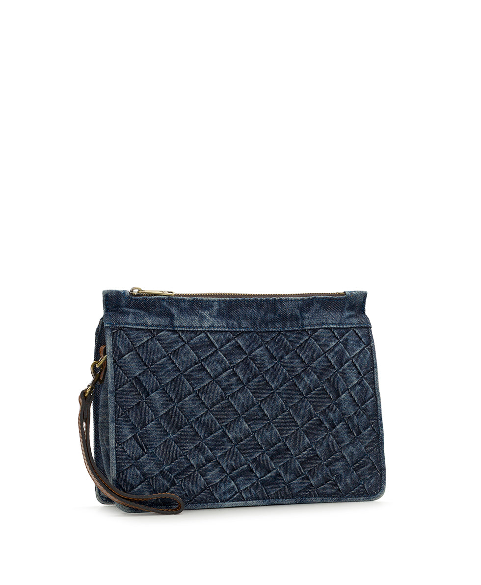 Patricia Nash Yvette Clutch Crossbody - Washed Woven Denim
