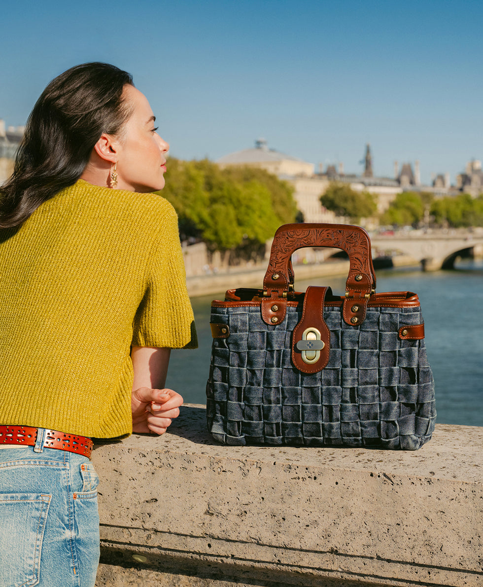 Patricia Nash Sancia Satchel - Washed Woven Denim