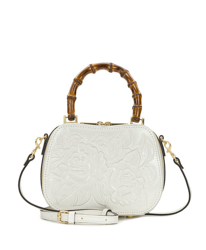 Patricia Nash Lara Top Handle Crossbody - Vintage Veg Tan Rose Tooled