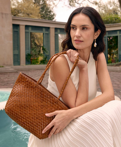 Patricia Nash Olivia Satchel Tote - Hand Stained Woven