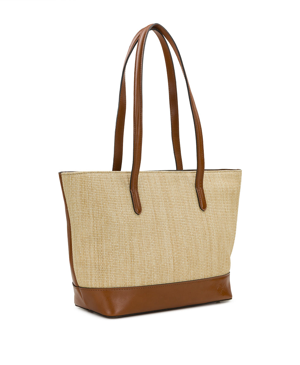 Patricia Nash Verzi Tote with Scarf - European Natural Fine Weave