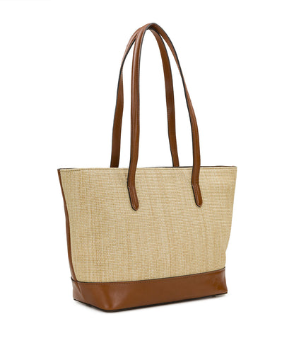 Patricia Nash Verzi Tote with Scarf - European Natural Fine Weave