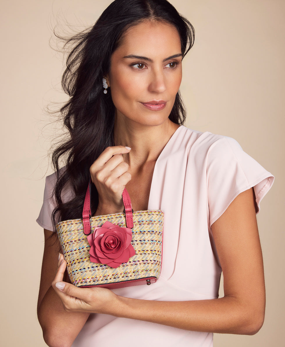 Patricia Nash Mini Verzi Chain Crossbody - Rose Spanish Raffia