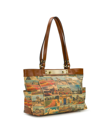 Patricia Nash Ria Tote - Patina Coated Linen Canvas - Postcards From Paris