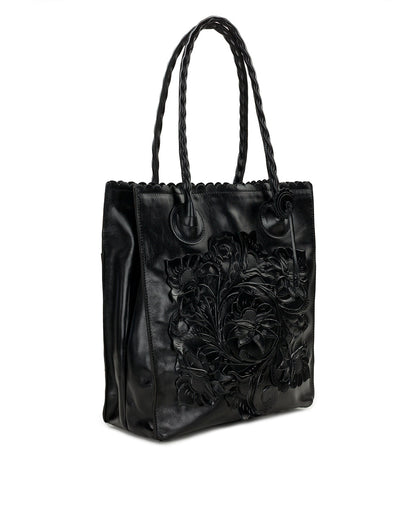 Patricia Nash Cavo Tote | Cavo Tooled Applique | Distressed Black