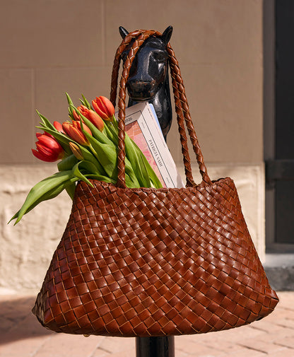 Patricia Nash Cheri Large Satchel - Hand Stained Woven