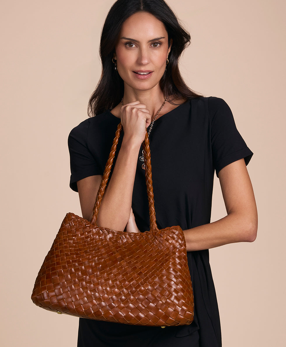 Patricia Nash Cheri Large Satchel - Hand Stained Woven