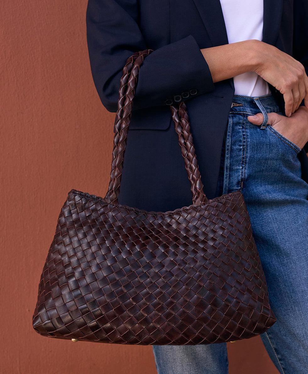 Patricia Nash Cheri Large Satchel - Hand Stained Woven