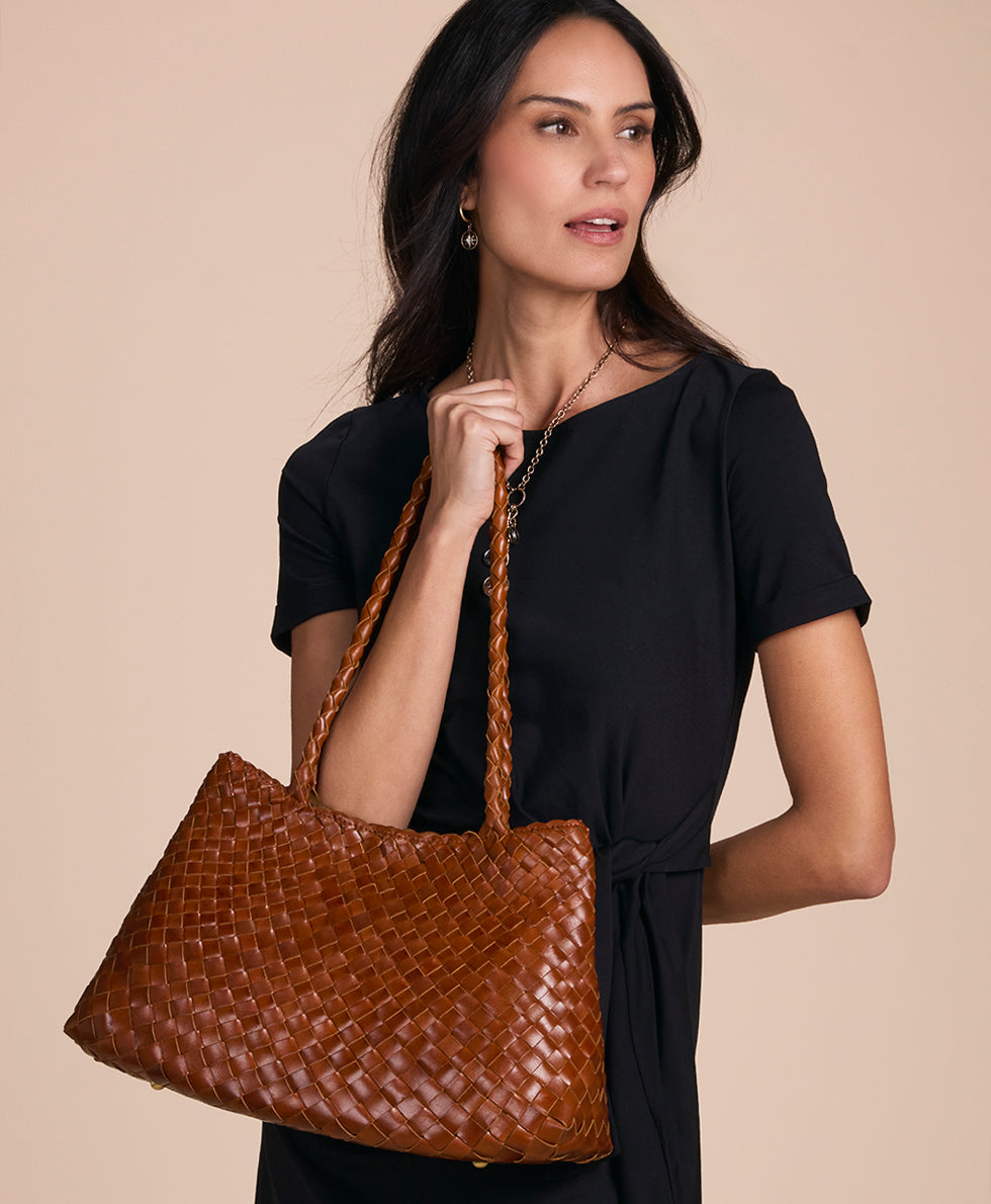 Patricia Nash Cheri Large Satchel - Hand Stained Woven