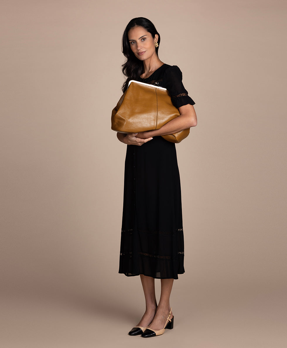 Patricia Nash Serafina Large Frame Bag - Rugged Natural Grain