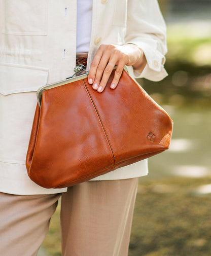 Patricia Nash Sofia Frame Crossbody - Rugged Natural Grain Leather