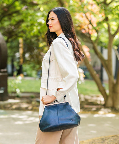 Patricia Nash Sofia Frame Crossbody - Rugged Natural Grain Leather