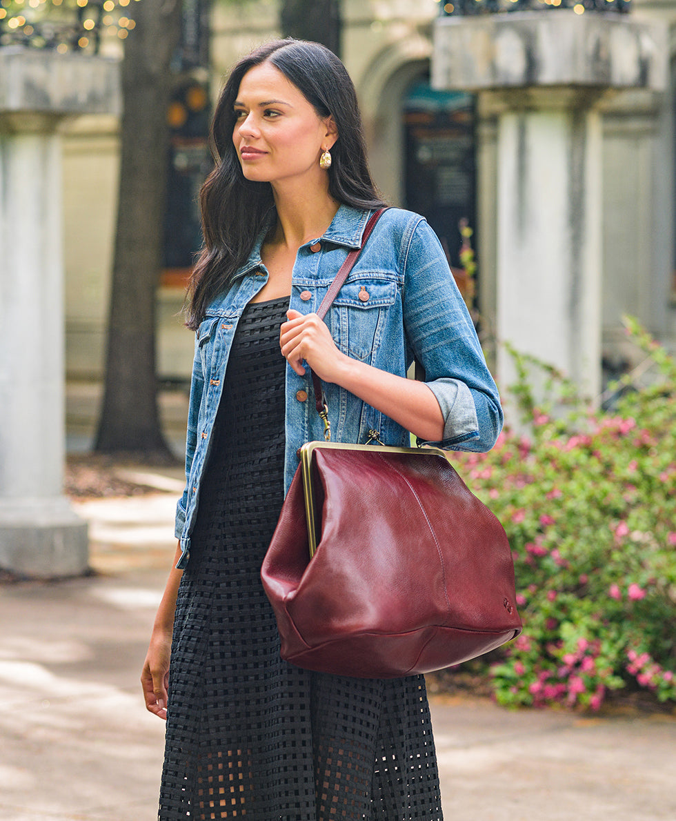Patricia Nash Serafina Large Frame Bag - Rugged Natural Grain Leather