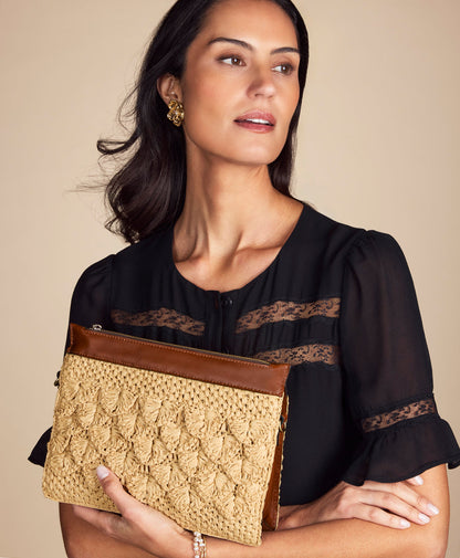 Patricia Nash Yvette Clutch Crossbody - Scalloped Raffia