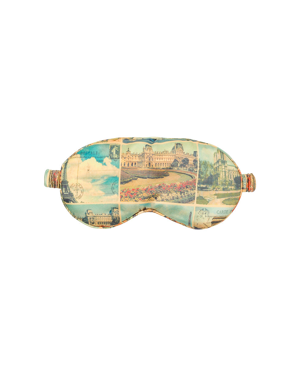 Patricia Nash Boxed Travel Pillow and Eye Mask Set - Woven Poly - Postcards From Paris