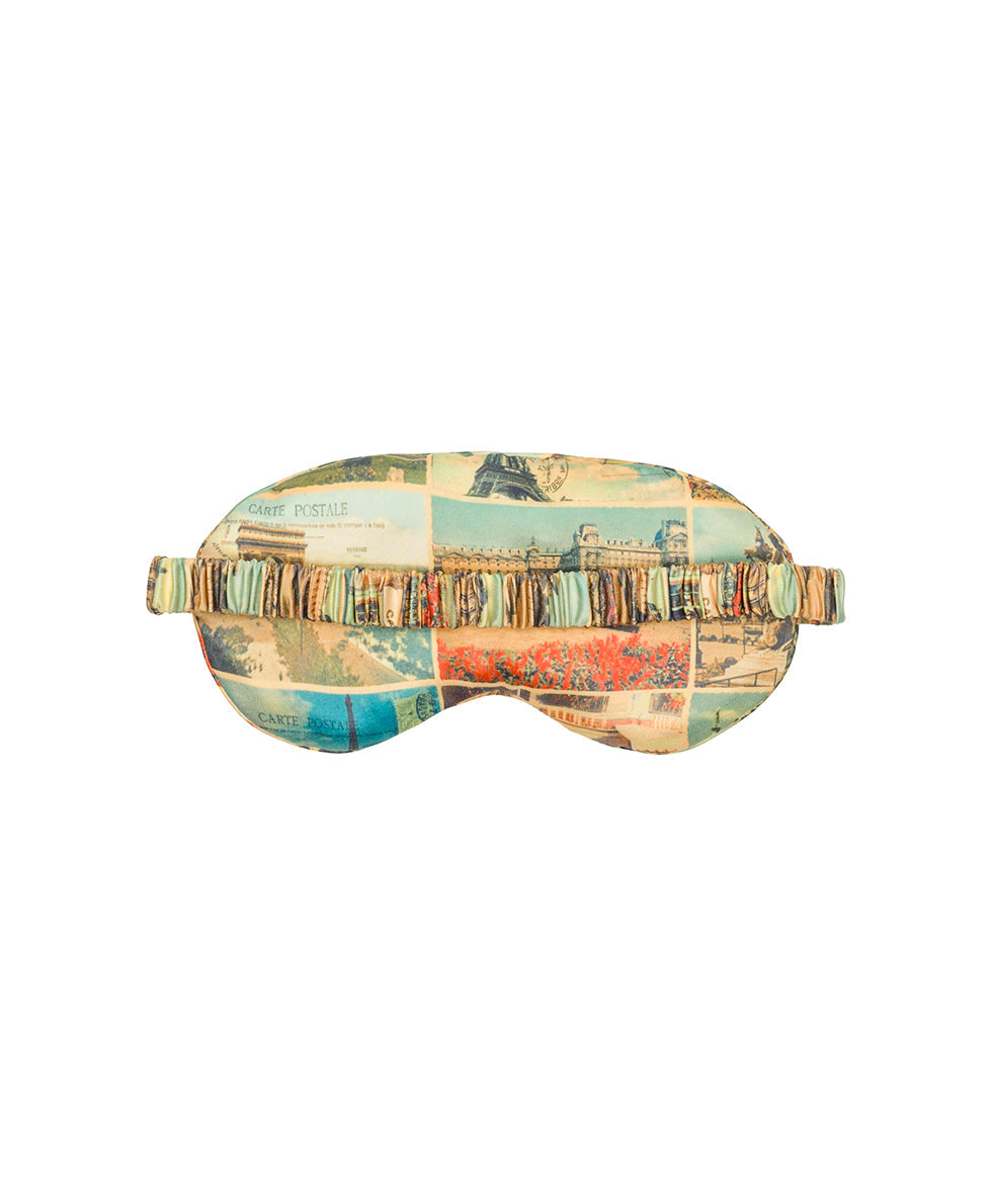Patricia Nash Boxed Travel Pillow and Eye Mask Set - Woven Poly - Postcards From Paris