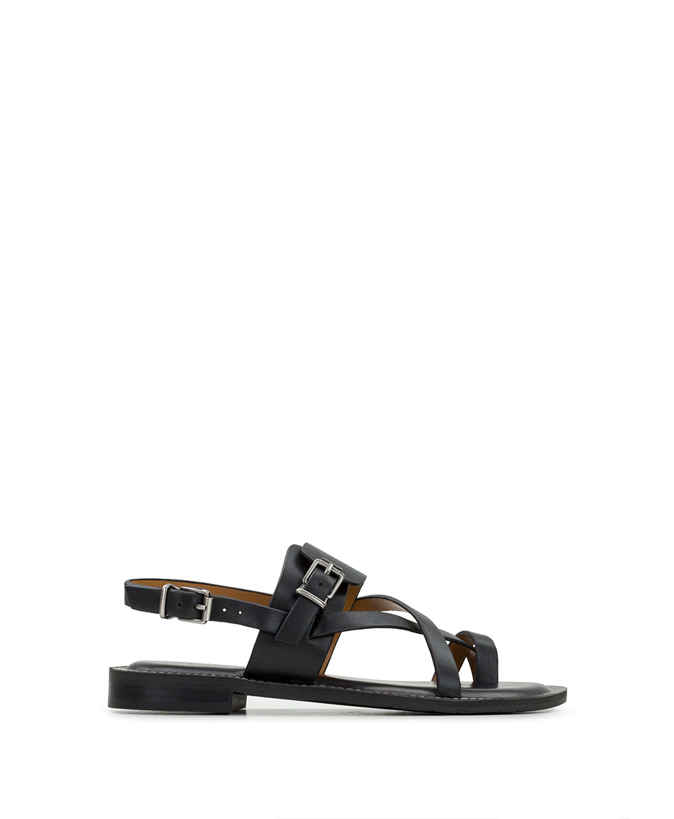 Patricia Nash Fidella Sandals - Vegetable Tanned Leather — Black