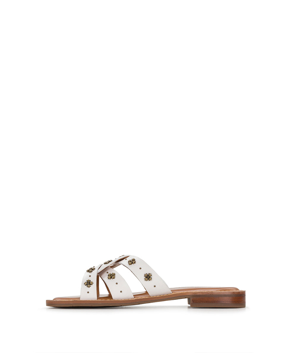 Patricia Nash Felicita Sandal - Floret Studded - Chalk White