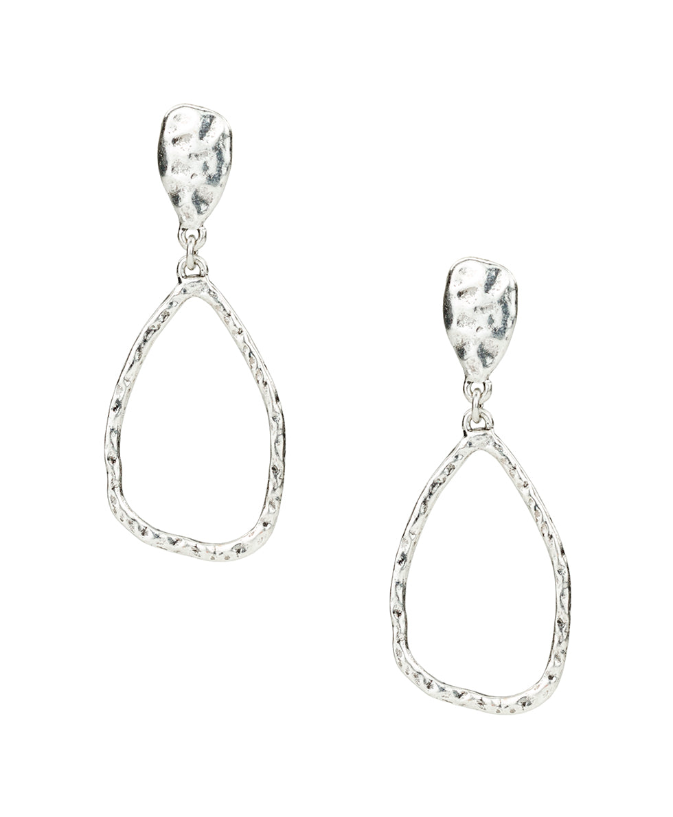 Patricia Nash Tear Drop Post Earrings - Hammered Ring Collection