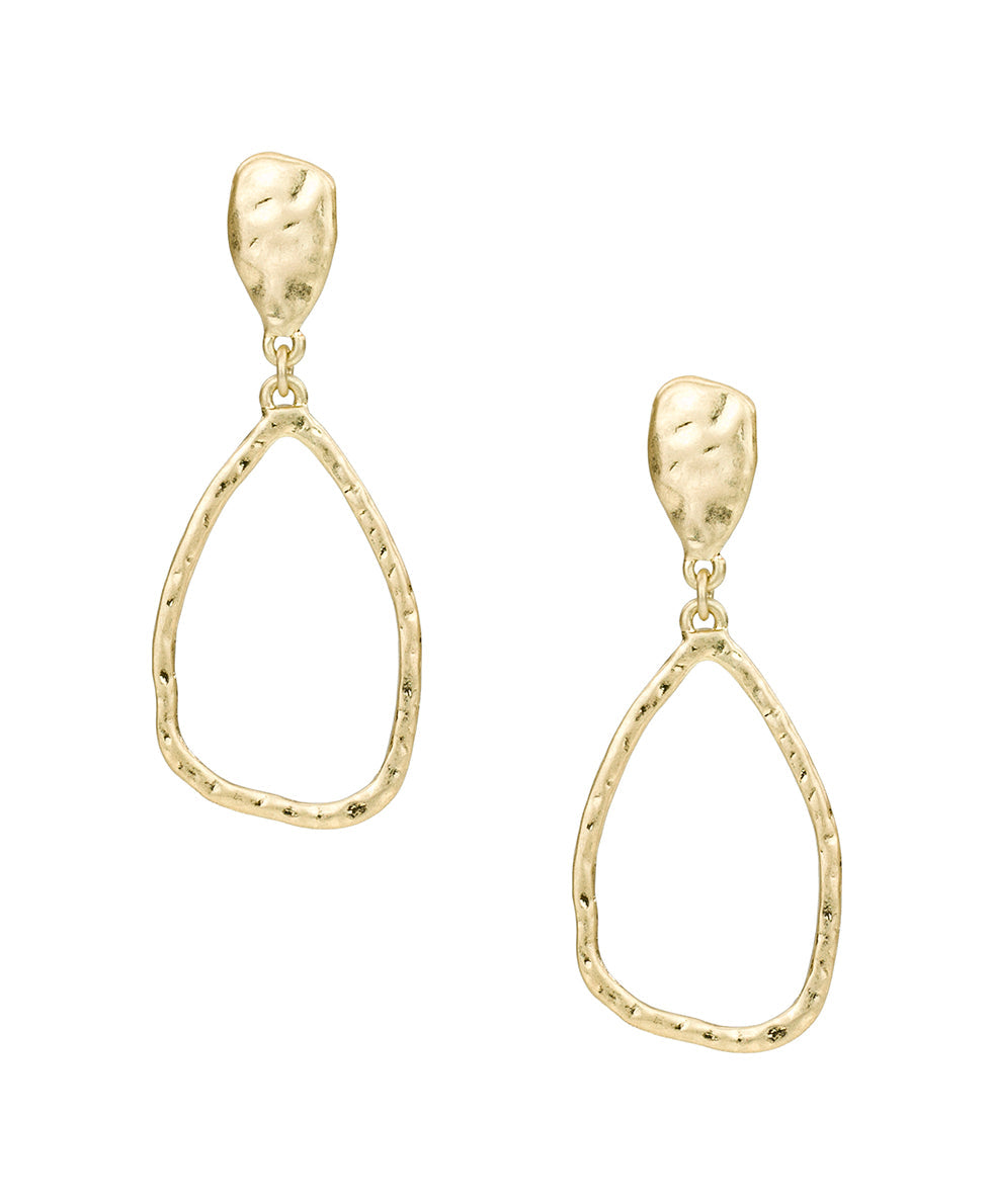 Patricia Nash Tear Drop Post Earrings - Hammered Ring Collection