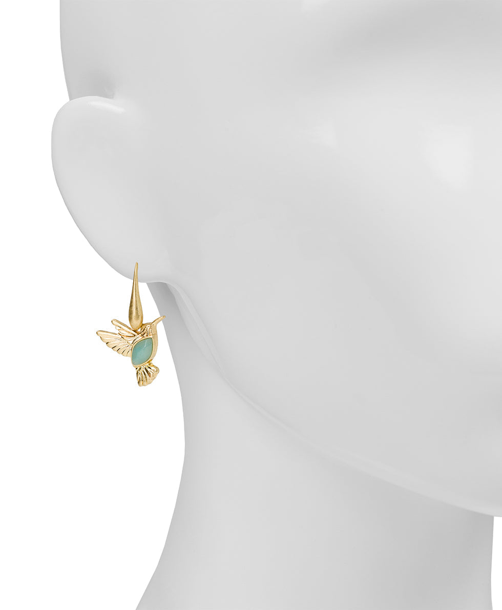 Patricia Nash Stone Hummingbird Drop Earrings - Enamel Hummingbird Collection