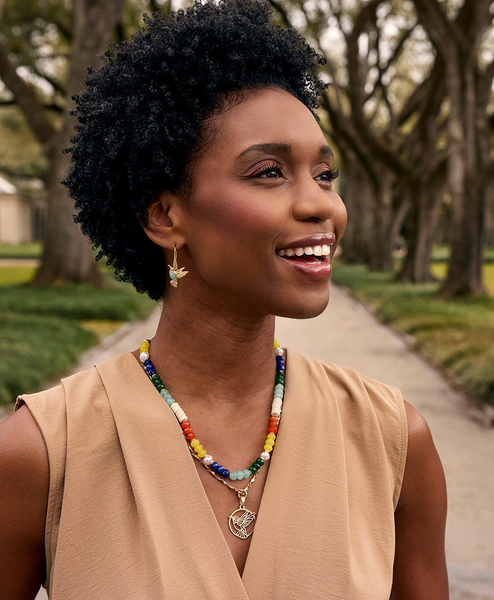 Patricia Nash Stone Hummingbird Drop Earrings - Enamel Hummingbird Collection