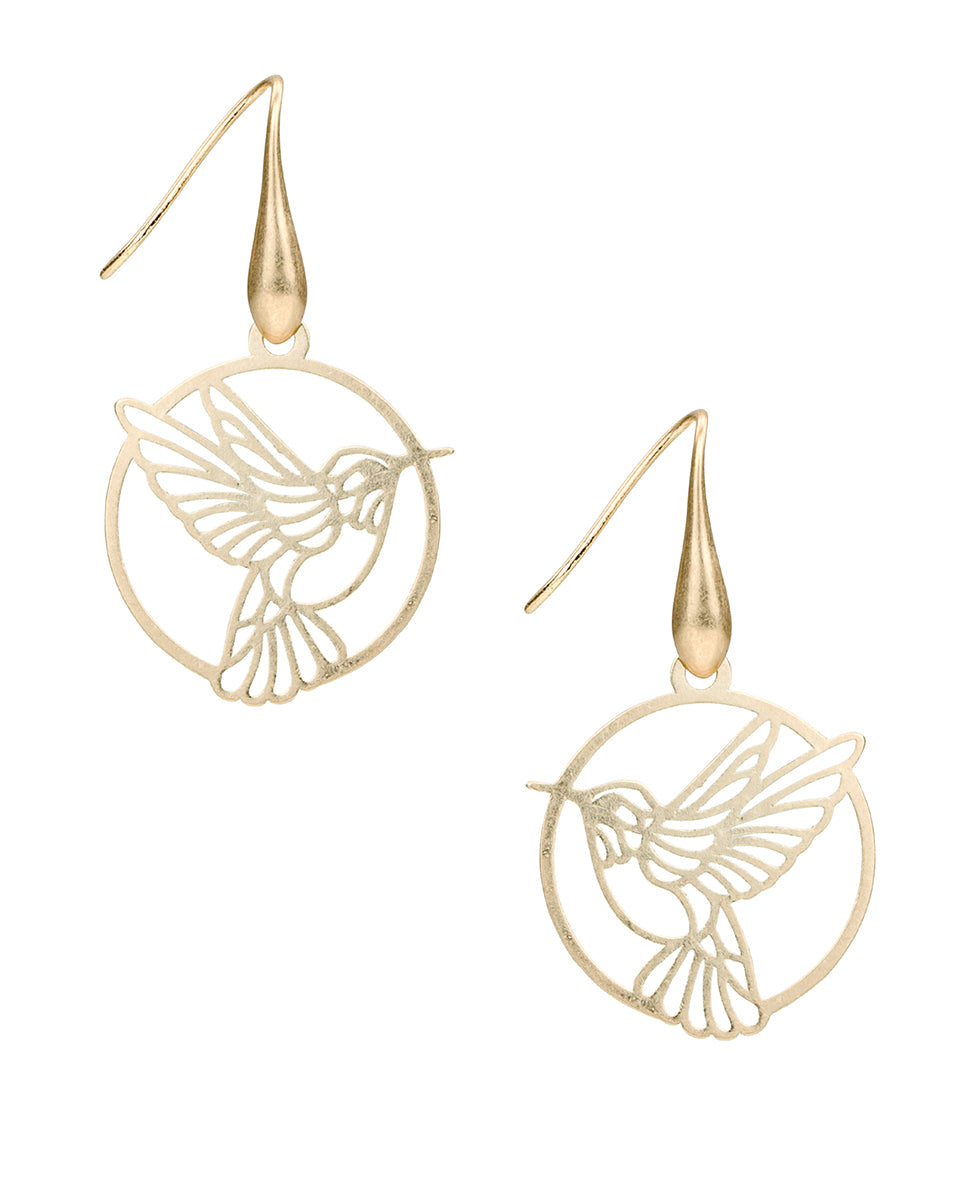 Patricia Nash Open Wire Drop Earrings - Enamel Hummingbird Collection