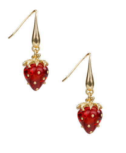 Patricia Nash Strawberry Wire Drop Earrings - Resin Strawberry Collection