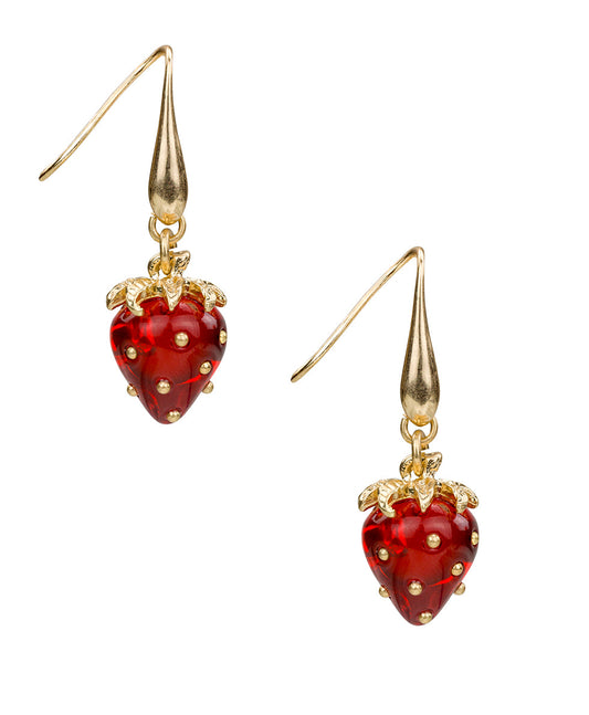 Patricia Nash Strawberry Wire Drop Earrings - Resin Strawberry Collection