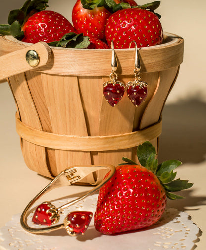 Patricia Nash Strawberry Wire Drop Earrings - Resin Strawberry Collection