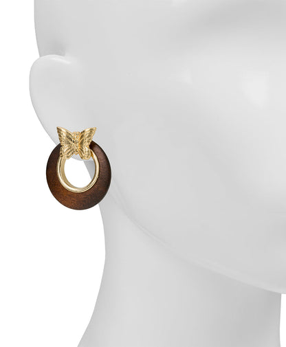 Patricia Nash Butterfly Doorknocker Earrings - Wood Butterfly Collection