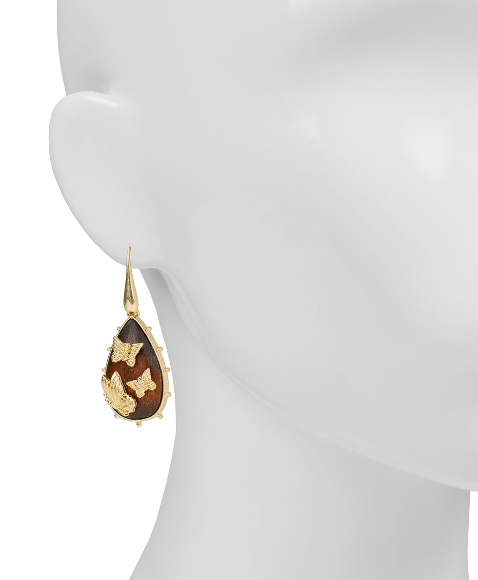 Patricia Nash Tear Drop Butterfly Earrings - Wood Butterfly Collection