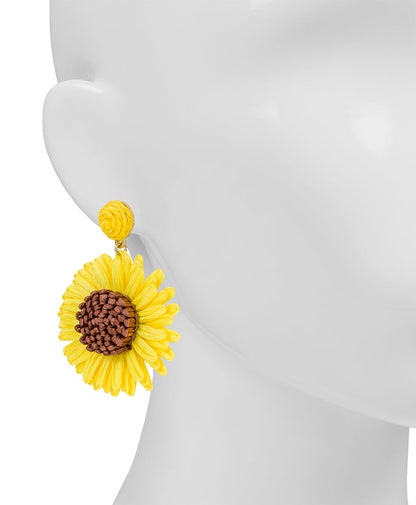 Patricia Nash Sunflower Earrings - Raffia Collection