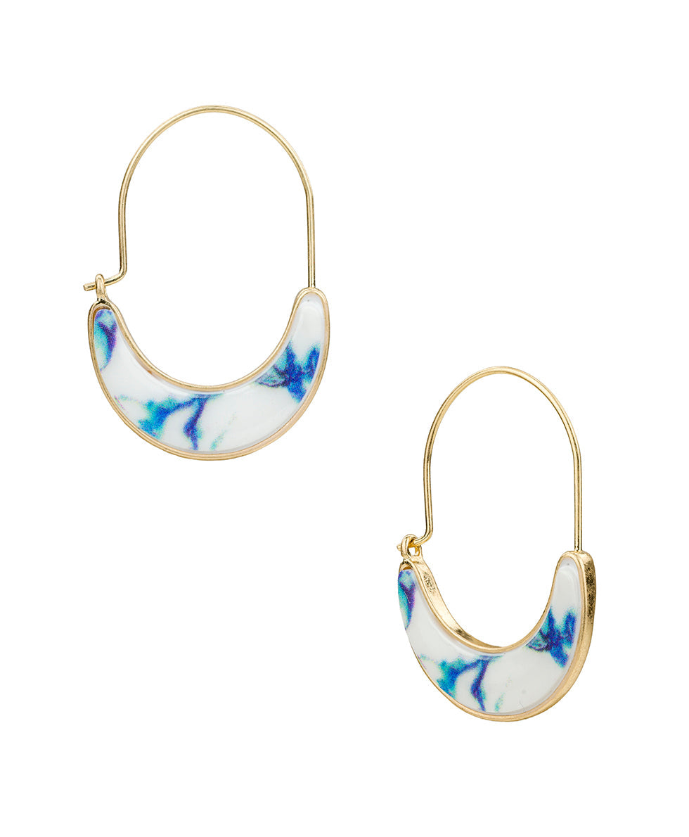 Patricia Nash U Hoop Earrings - Blue Ceramic Collection