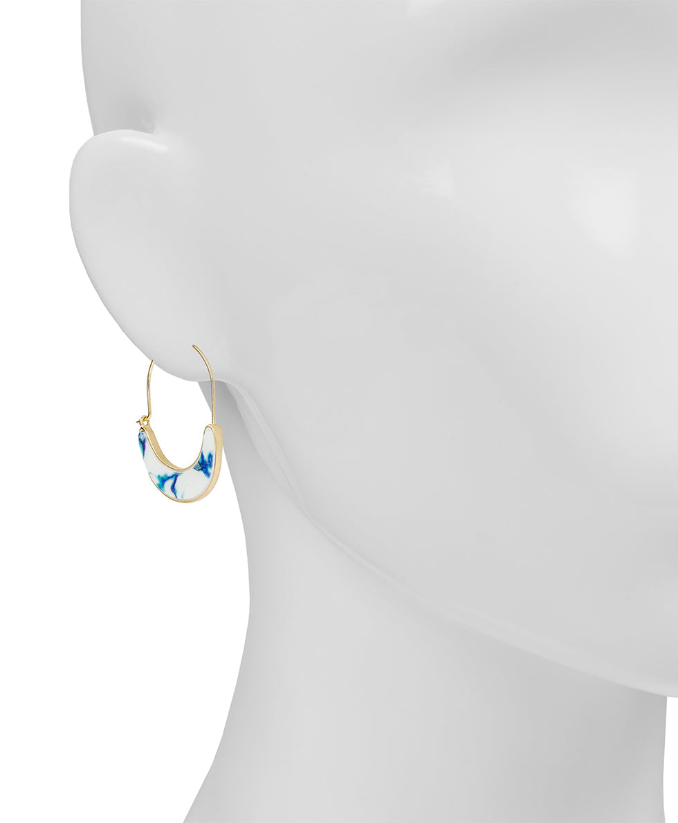 Patricia Nash U Hoop Earrings - Blue Ceramic Collection