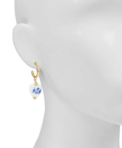 Patricia Nash Heart Hoop Earrings - Blue Ceramic Collection