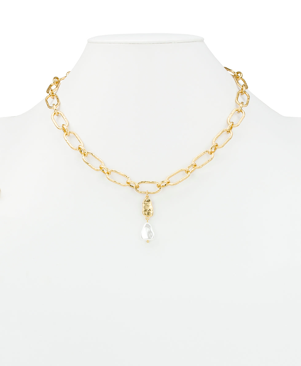 Patricia Nash Open Link Y Necklace - Hammered Ring Collection