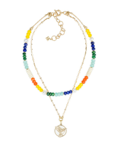 Patricia Nash Beaded Charm Convertible Necklace - Enamel Hummingbird Collection