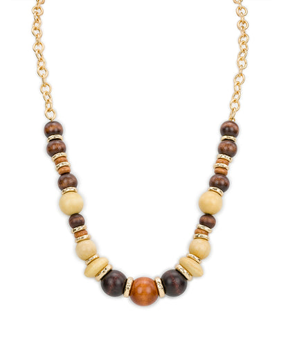 Patricia Nash Long Beaded Necklace - Wood Butterfly Collection
